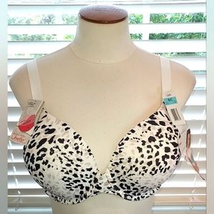 Lilyette White/Black/Grey Animal Print Absolute Solution T-Shirt Bra NWT